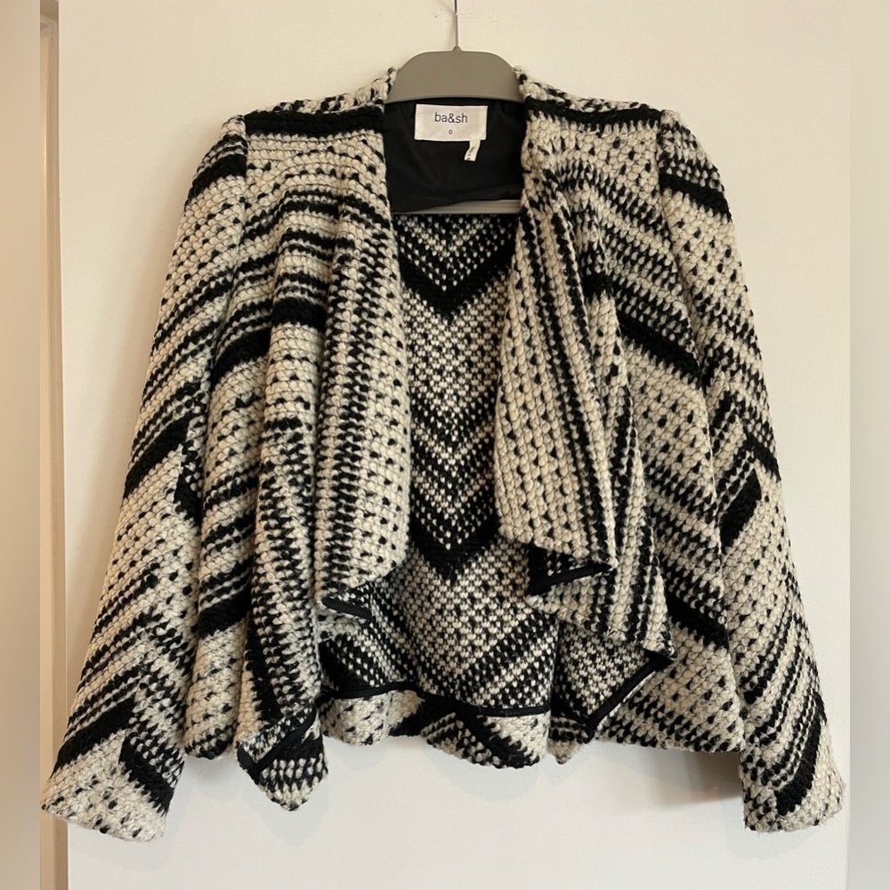 Ba&sh cascade front sweater blazer, size 0 (US 4)